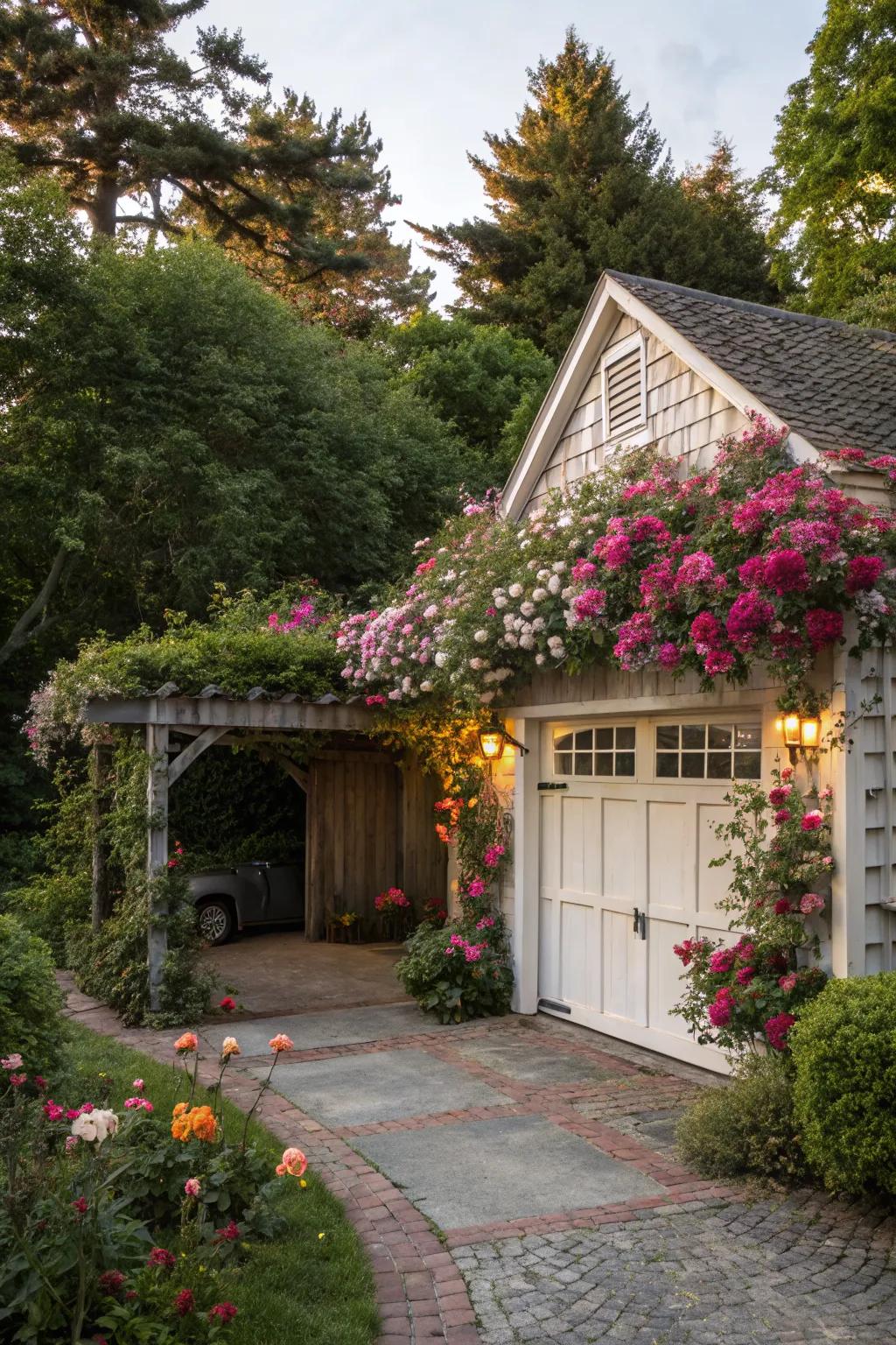 A cottage-style pergola for a quaint garden feel.