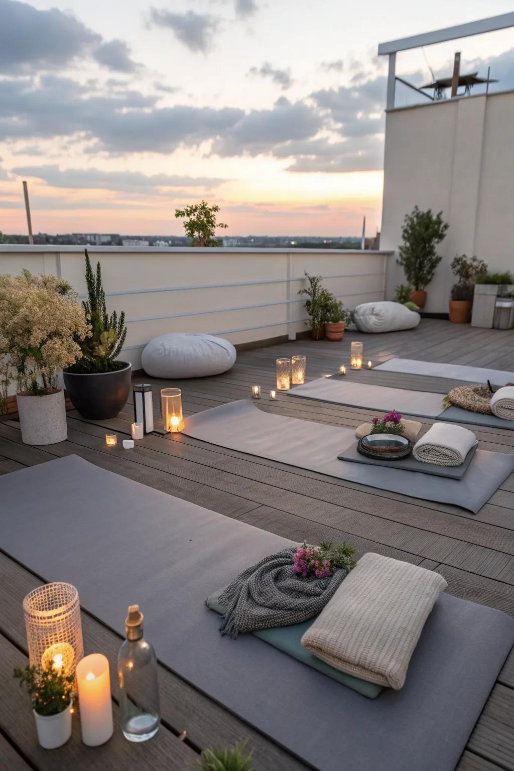 Find tranquility with a rooftop yoga and meditation area.