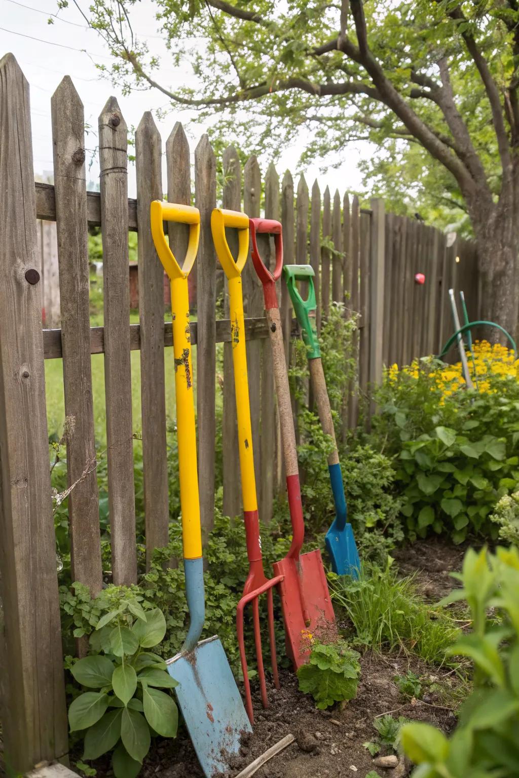Transform old tools into colorful garden art.
