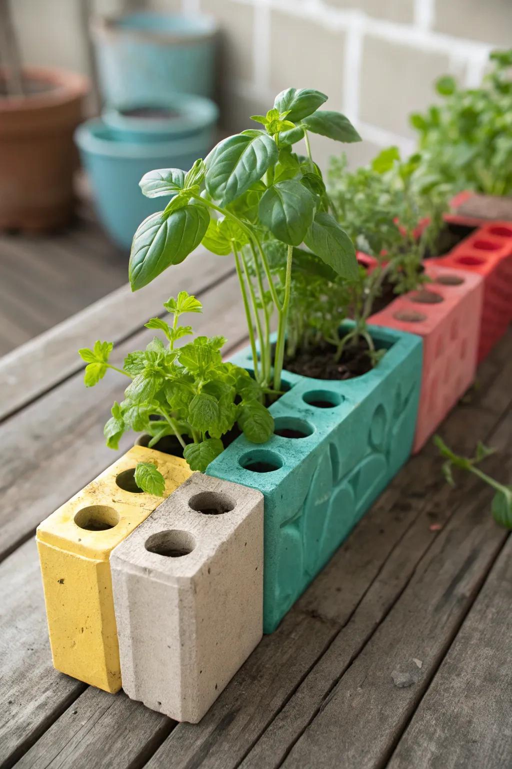Grow fresh herbs effortlessly with block planters.