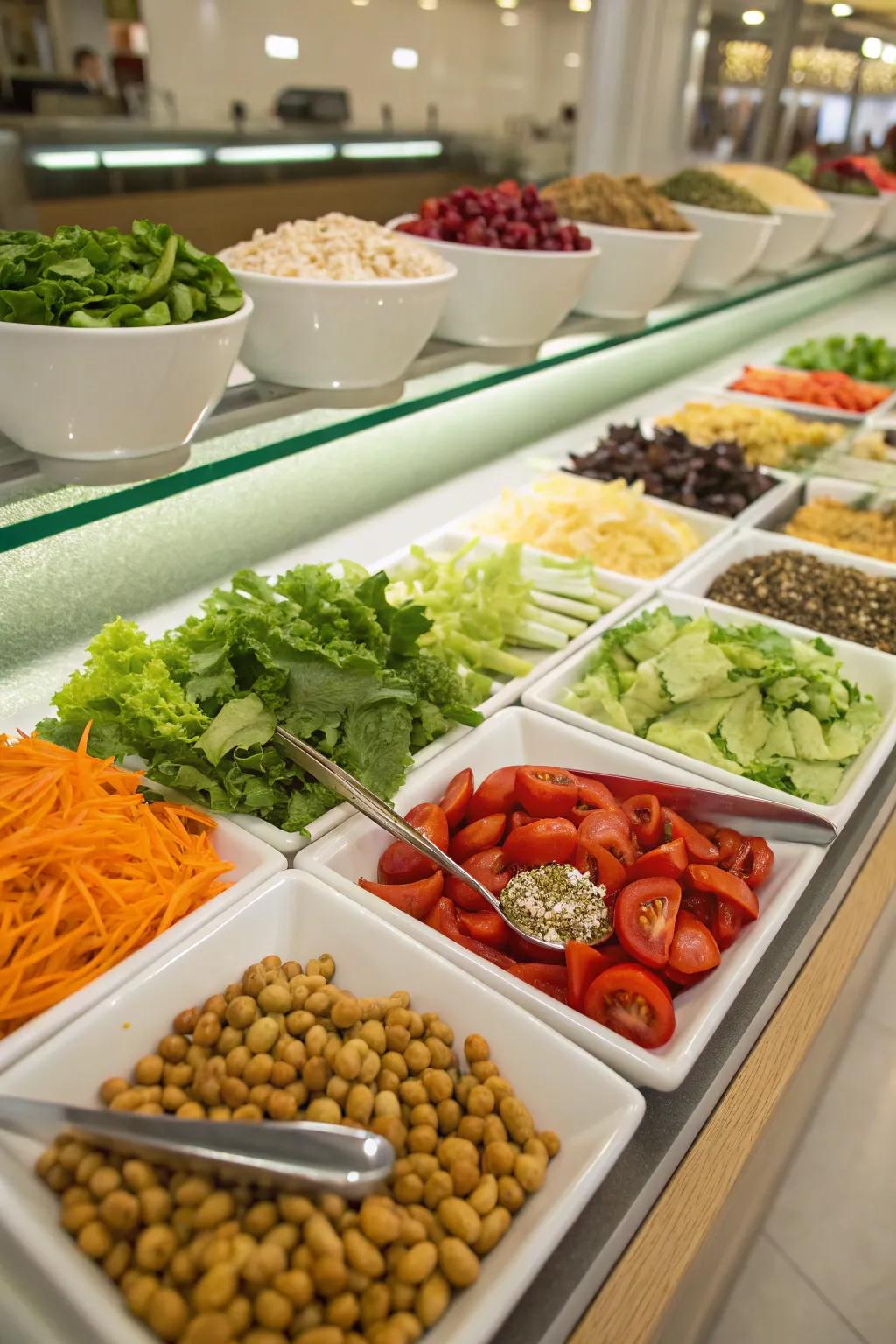 A fresh and vibrant salad bar featuring garden-grown ingredients.