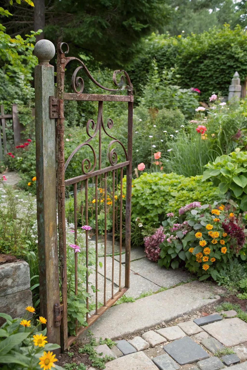 A bed frame gate adds a quirky touch to your garden.