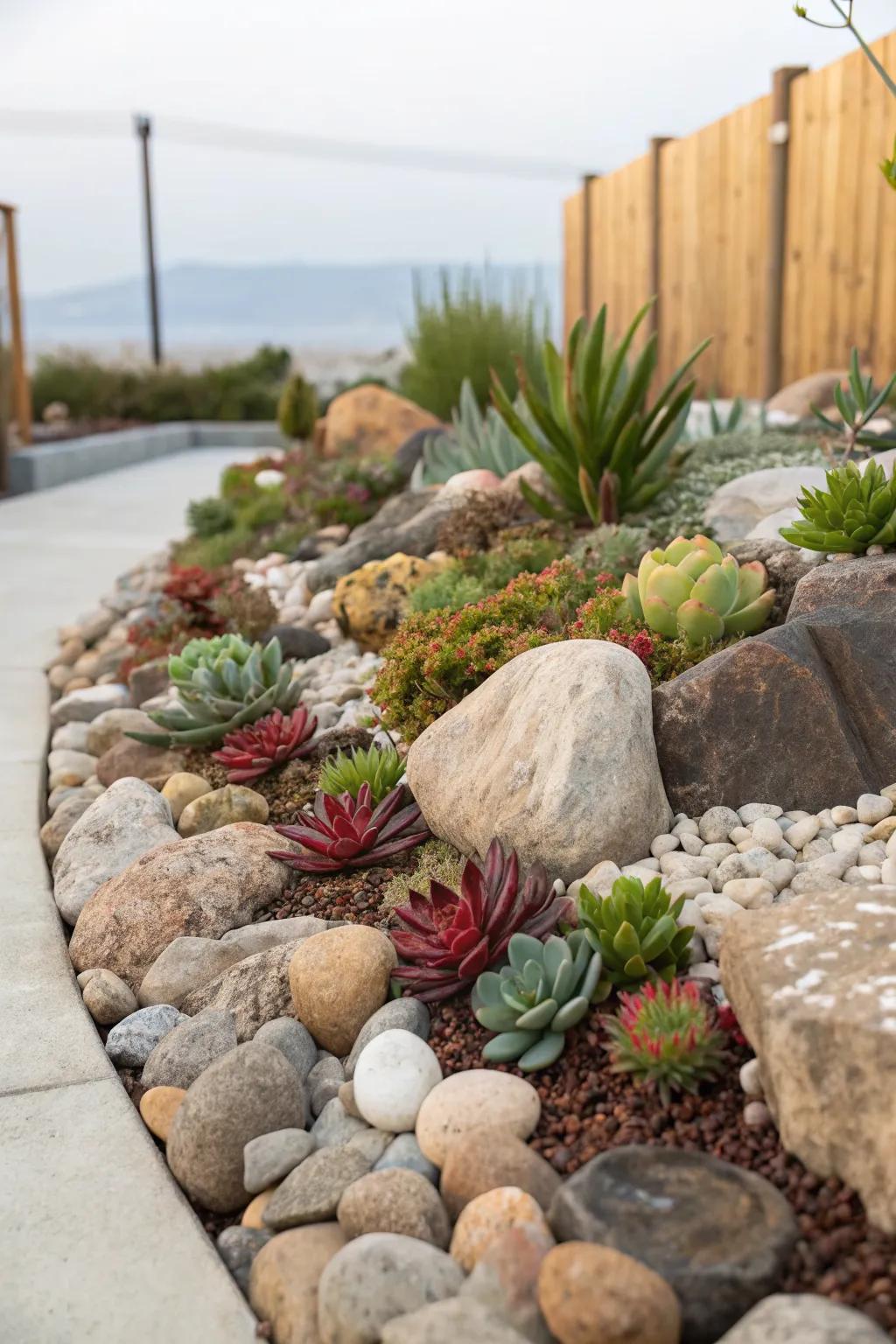 Rock gardens are low-maintenance and visually striking.