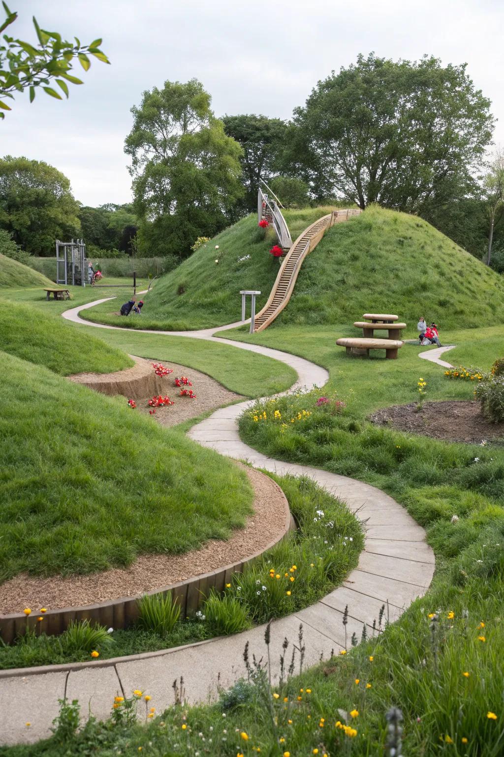 A play area mound combines fun and function.