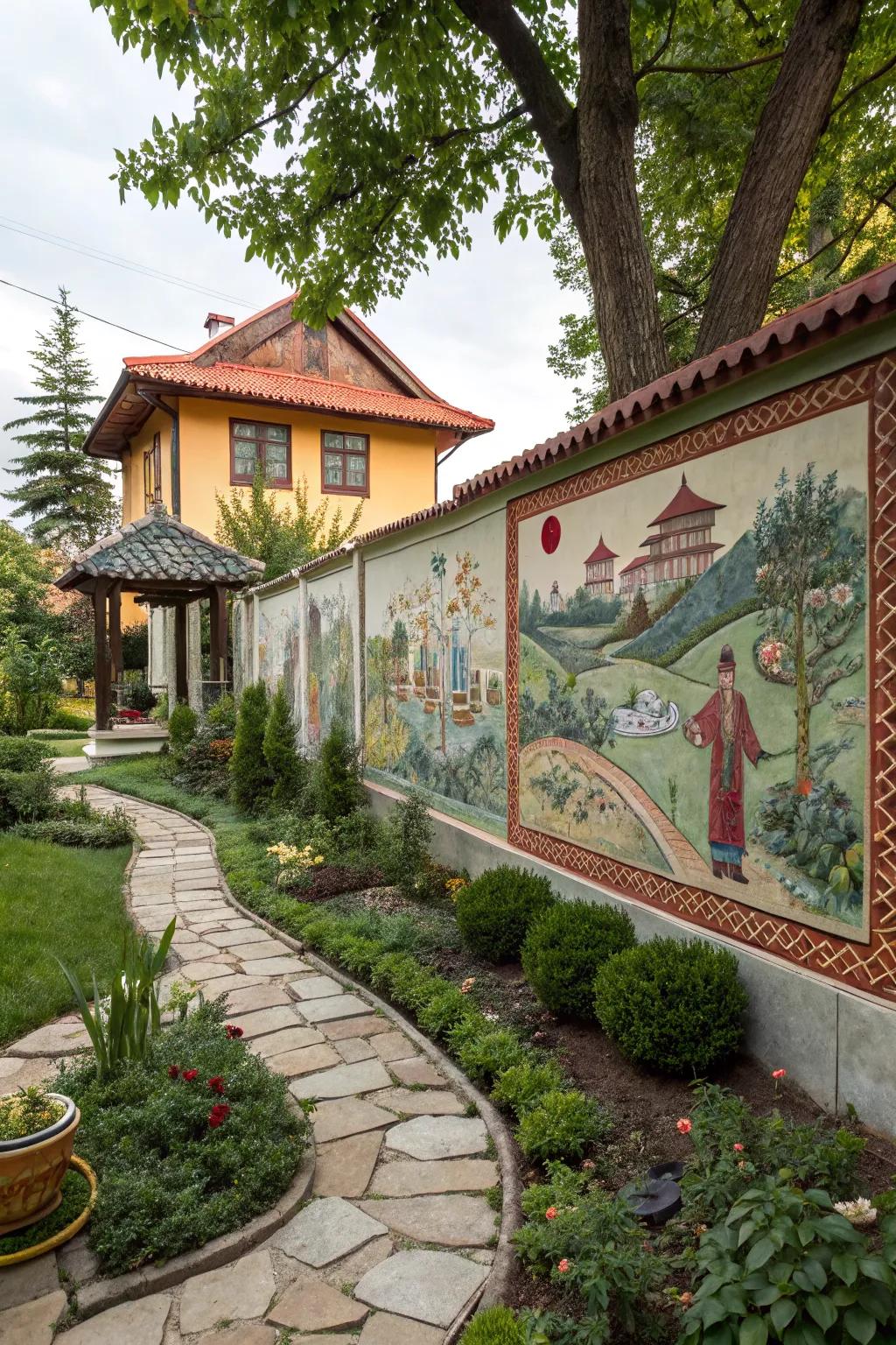 Cultural heritage murals tell stories of tradition and history.