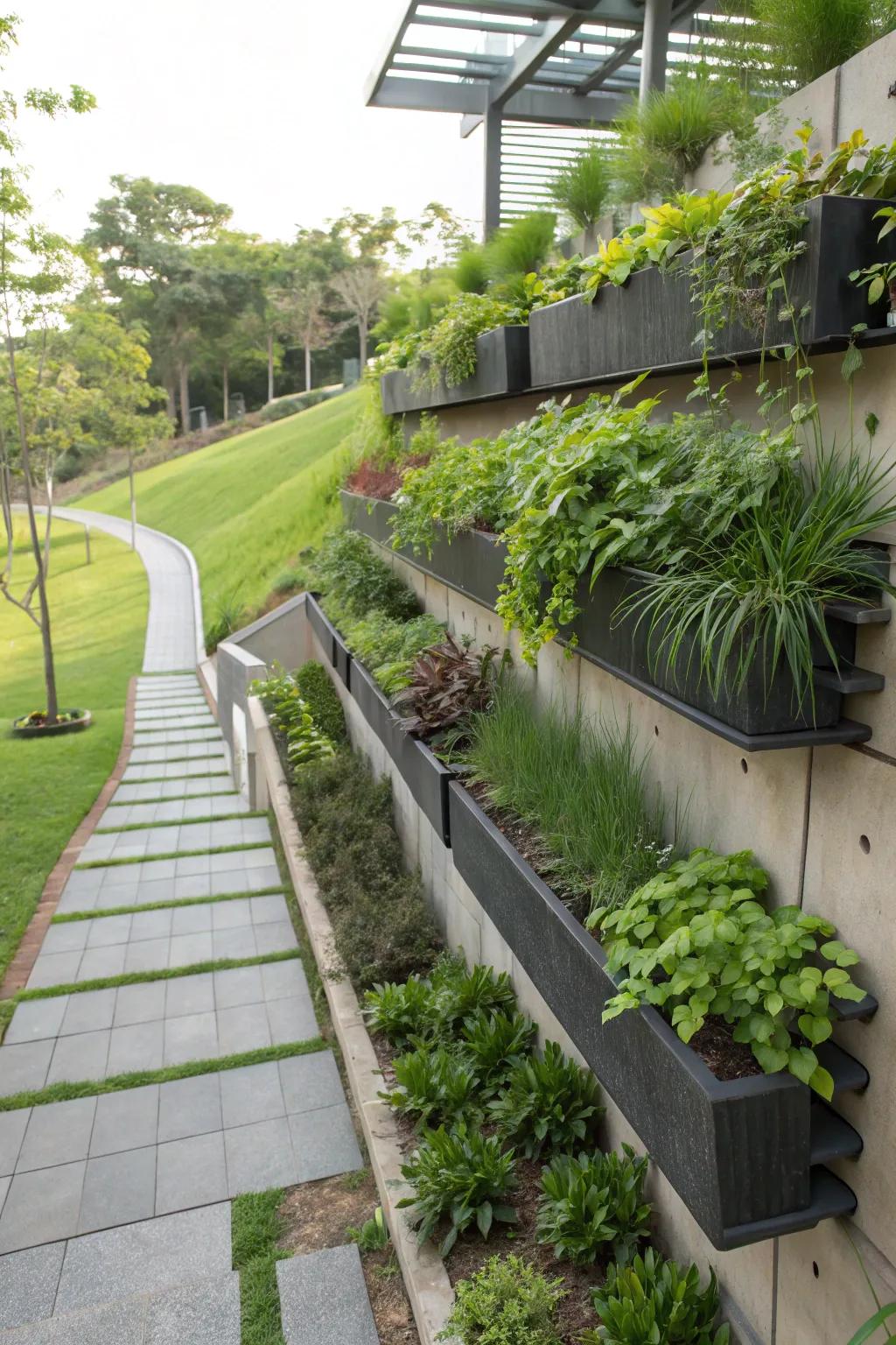 Vertical gardens maximize space and add a modern twist.