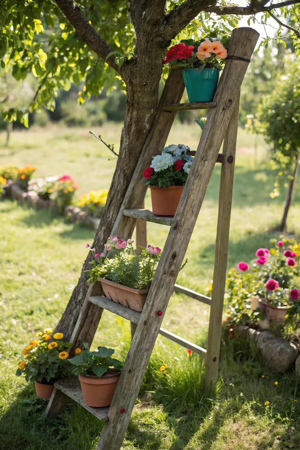 Discover vertical gardening with ladder planters.