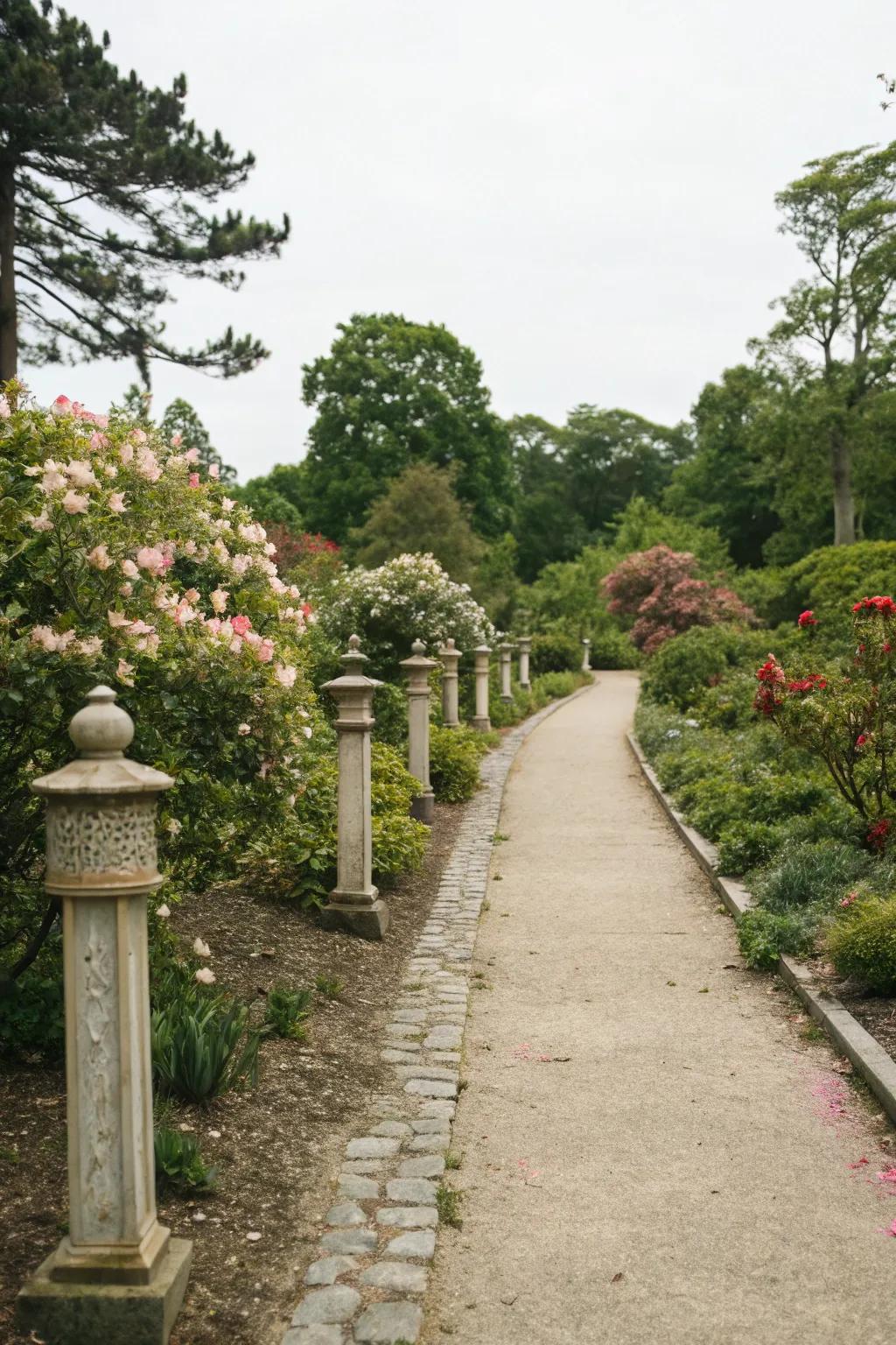 Pillar pathway markers guide and decorate your garden.