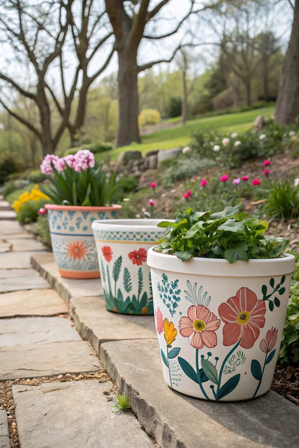 Personalized pottery planters for a unique garden touch.