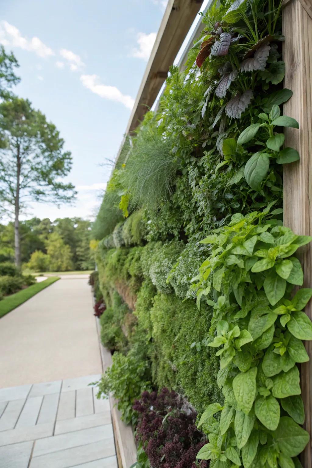 Vertical gardens maximize space and privacy creatively.