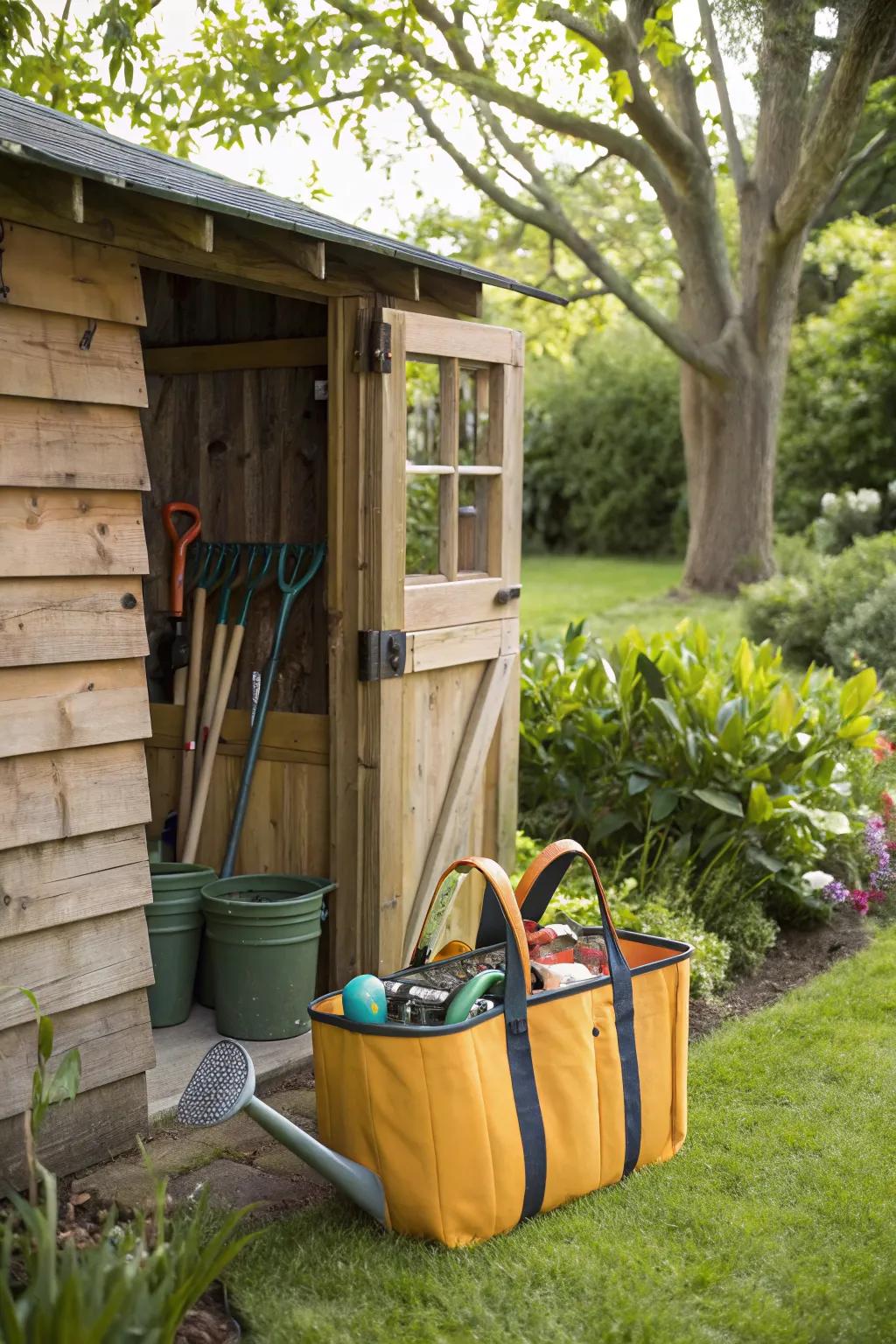 A portable tote keeps your gardening essentials ready to go.
