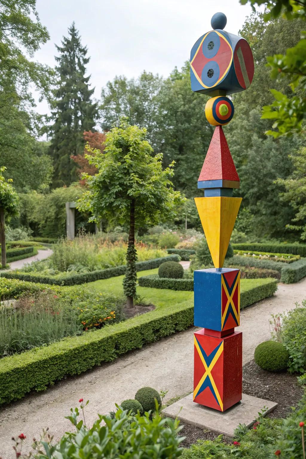 Abstract art totems bring bold, creative expression to your garden.
