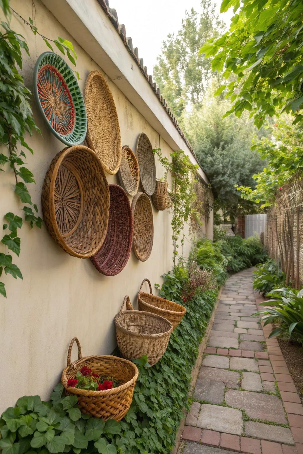 Create a natural display with woven baskets.