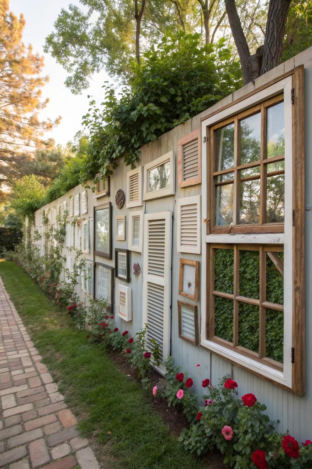 Recycled materials offer unique and eco-friendly garden wall decor.