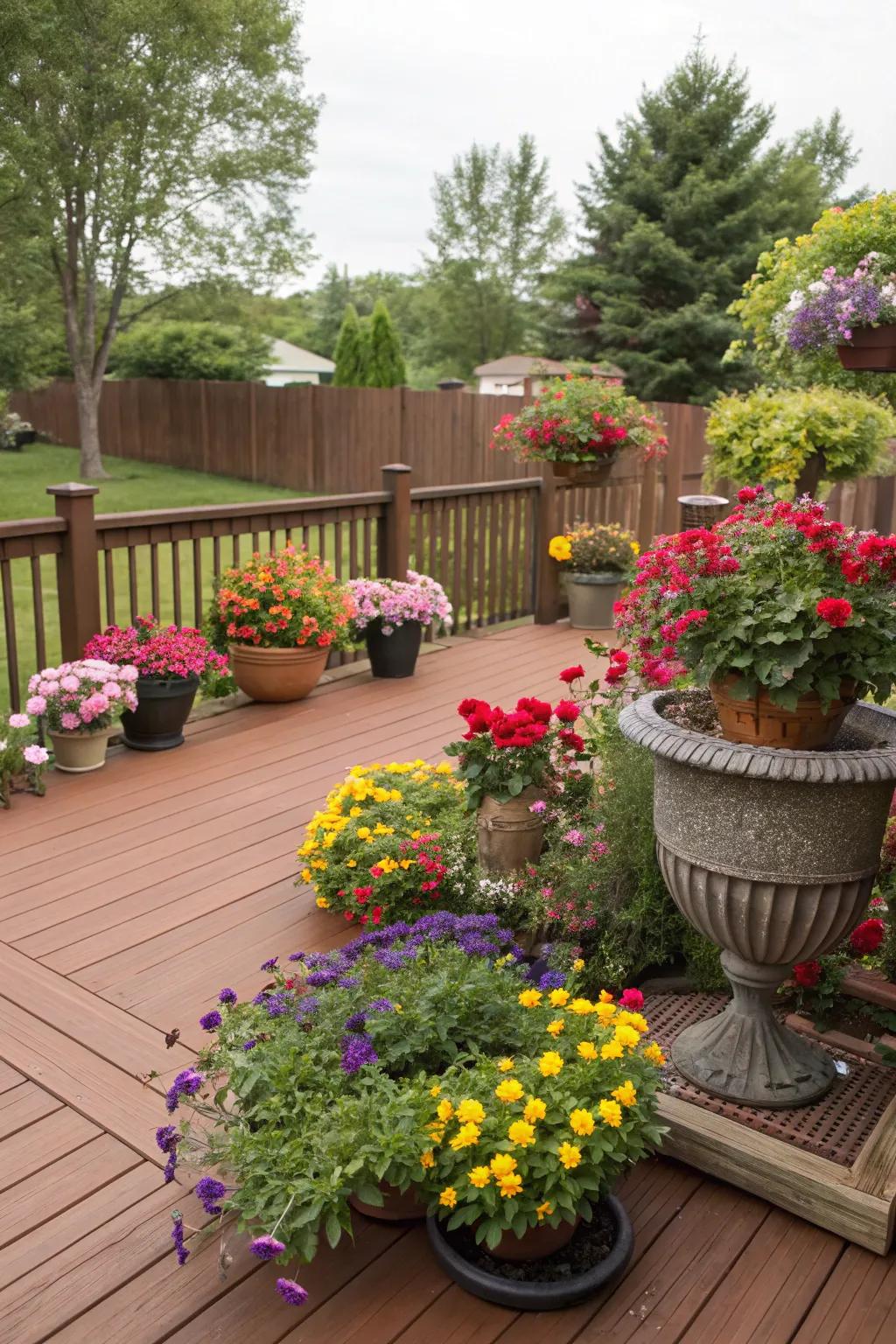 Planters bring color and personality to your deck.