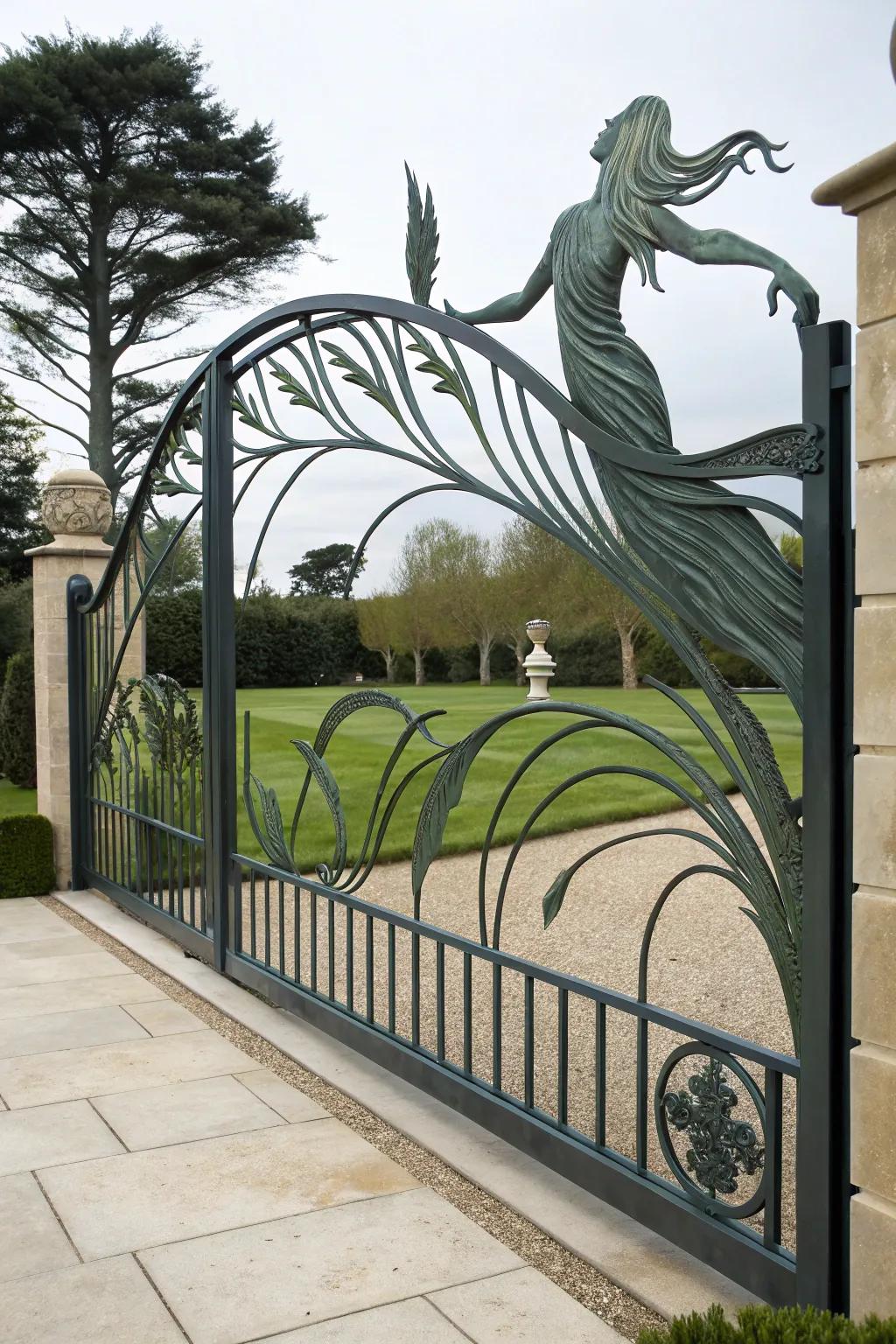 An artistic gate that doubles as a sculpture.