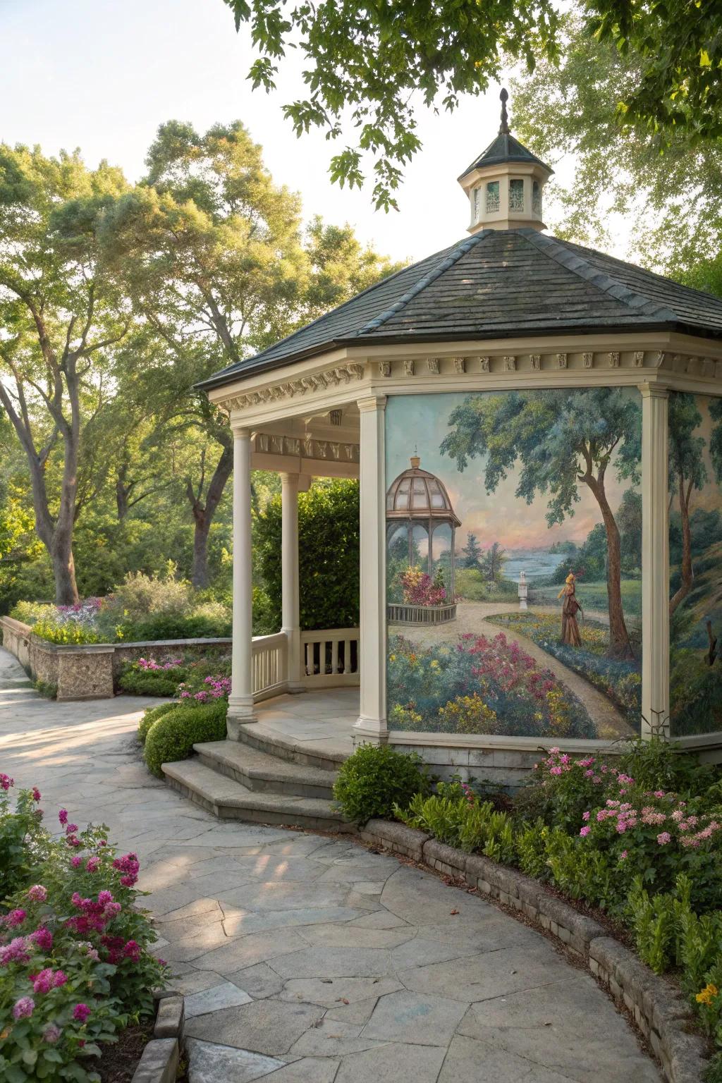 Painted murals offer personal artistic expression.