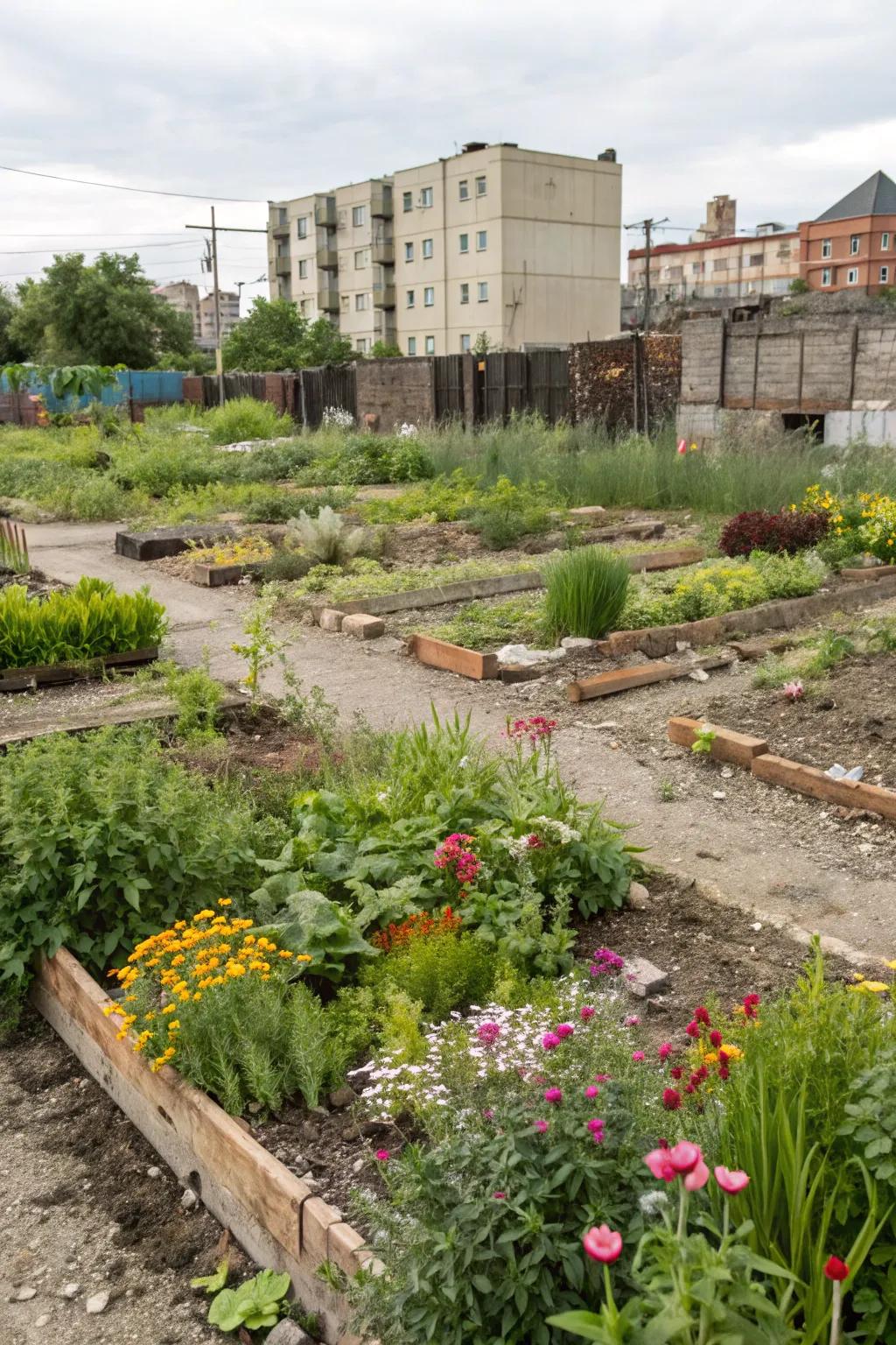 A vibrant pop-up garden in an unexpected spot.