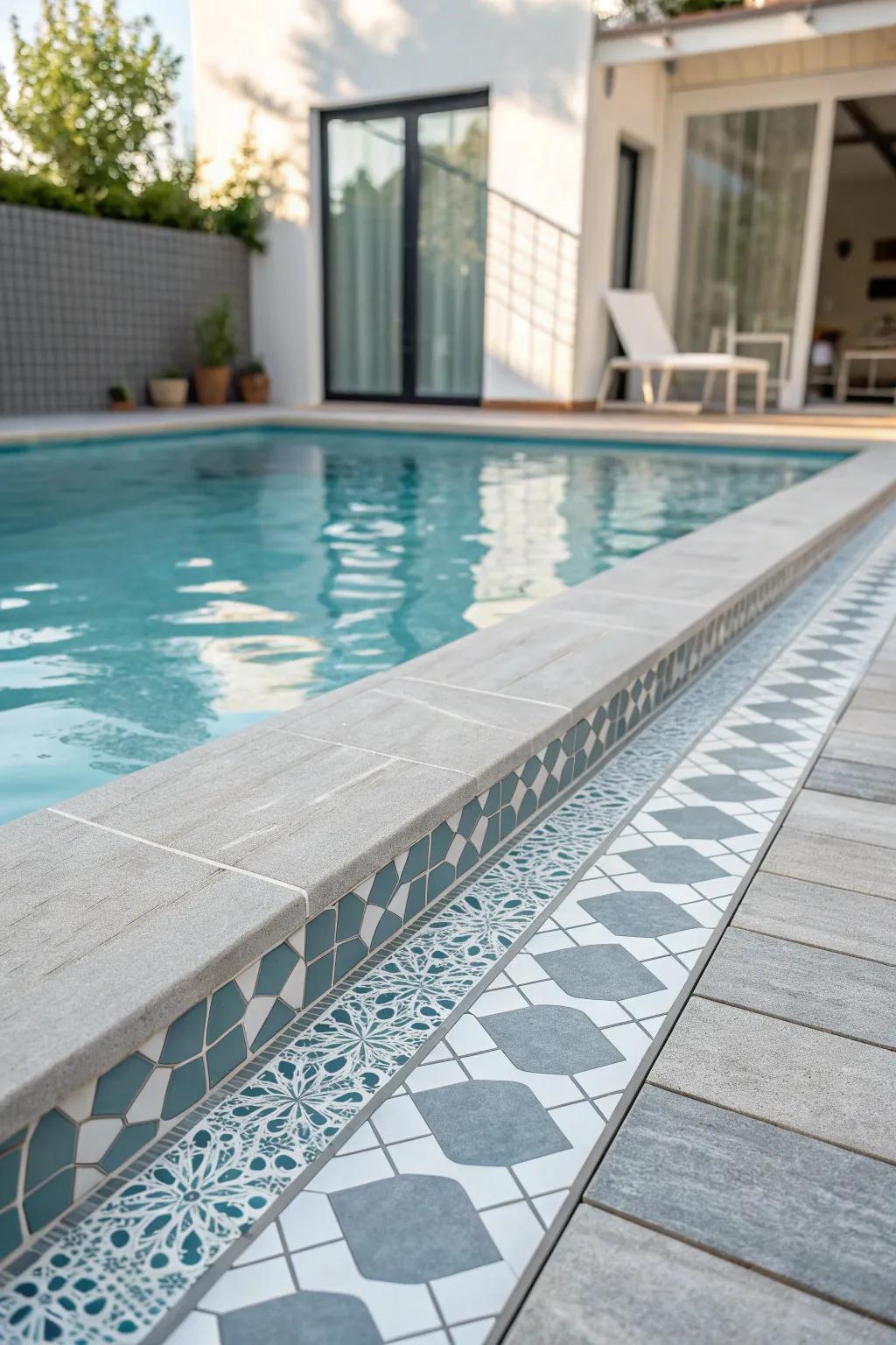 Playful character with grey tile patterns