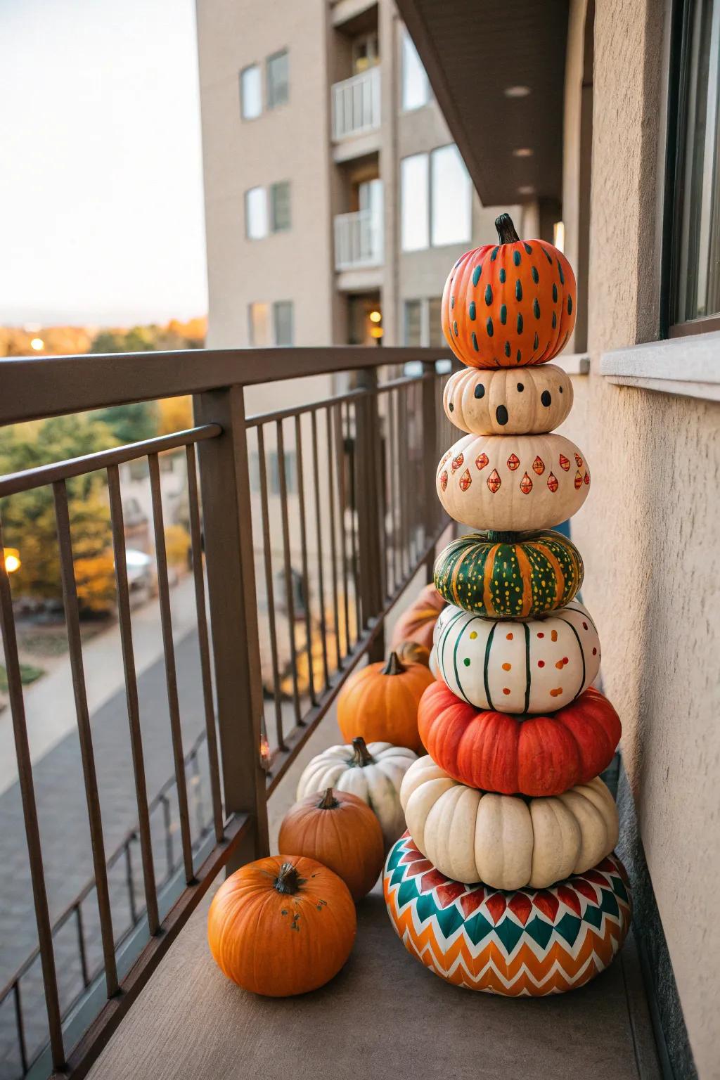 Build an impressive display with a pumpkin tower.
