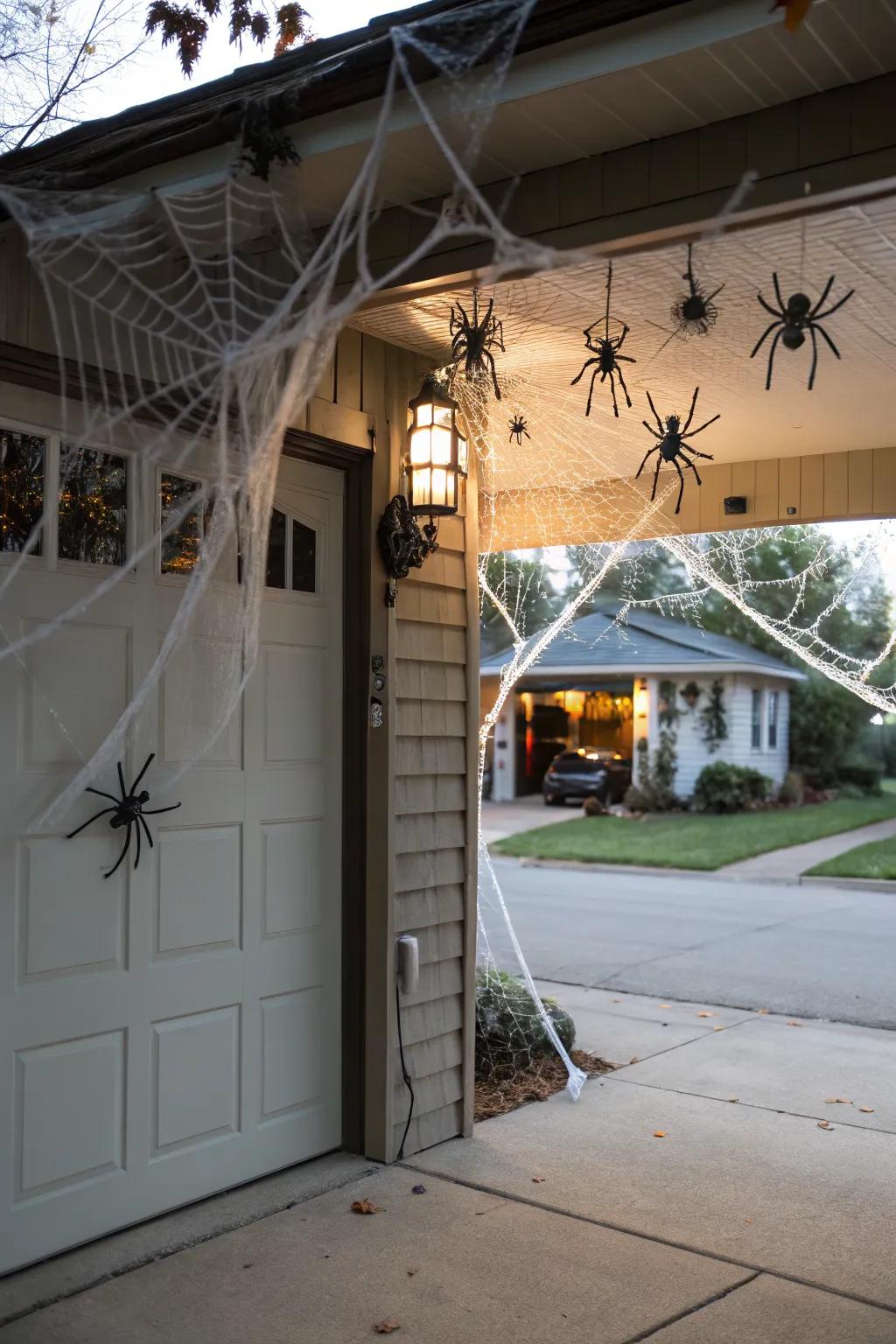 Enhance the spookiness with cobweb decorations.