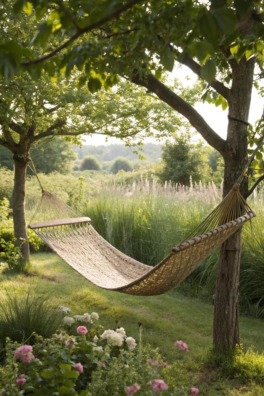 Woven reed mats provide natural shade and texture.
