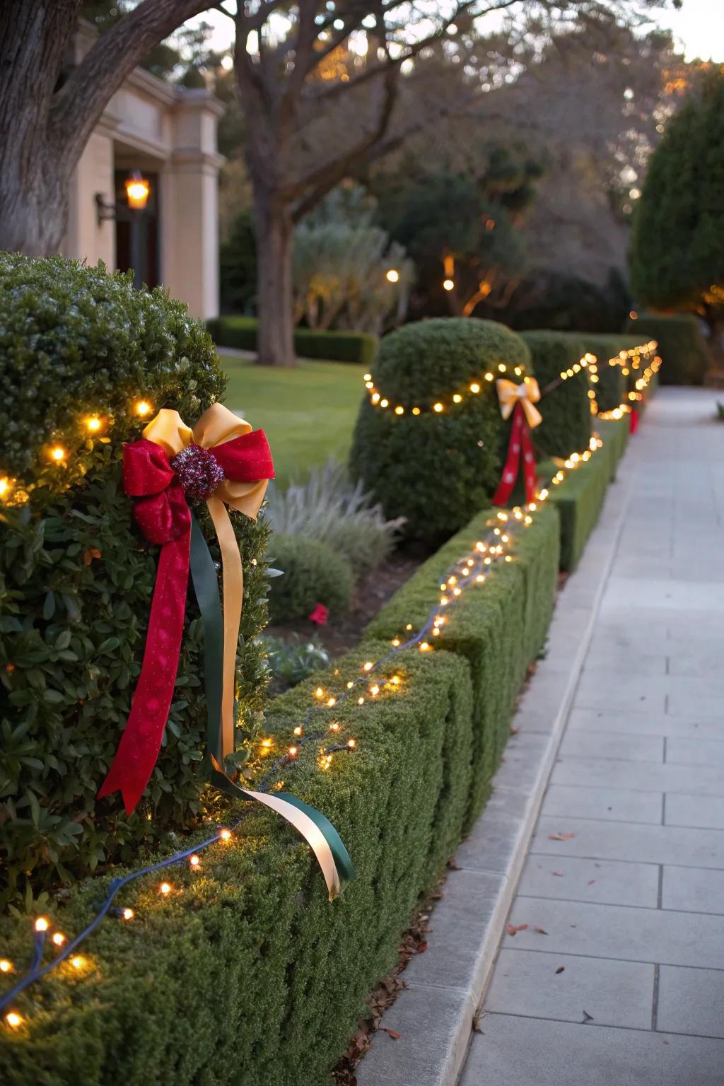 Celebrate the seasons with decorative hedge accents.