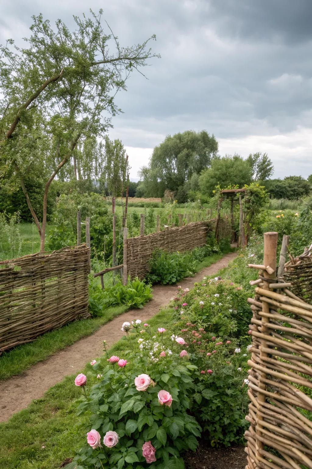 Willow fences provide natural and rustic privacy.