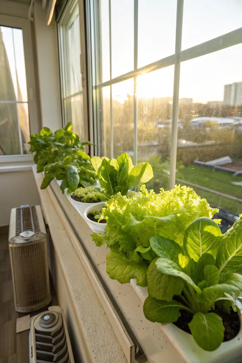 Hydroponic haven: Lettuce thriving in an indoor setup.