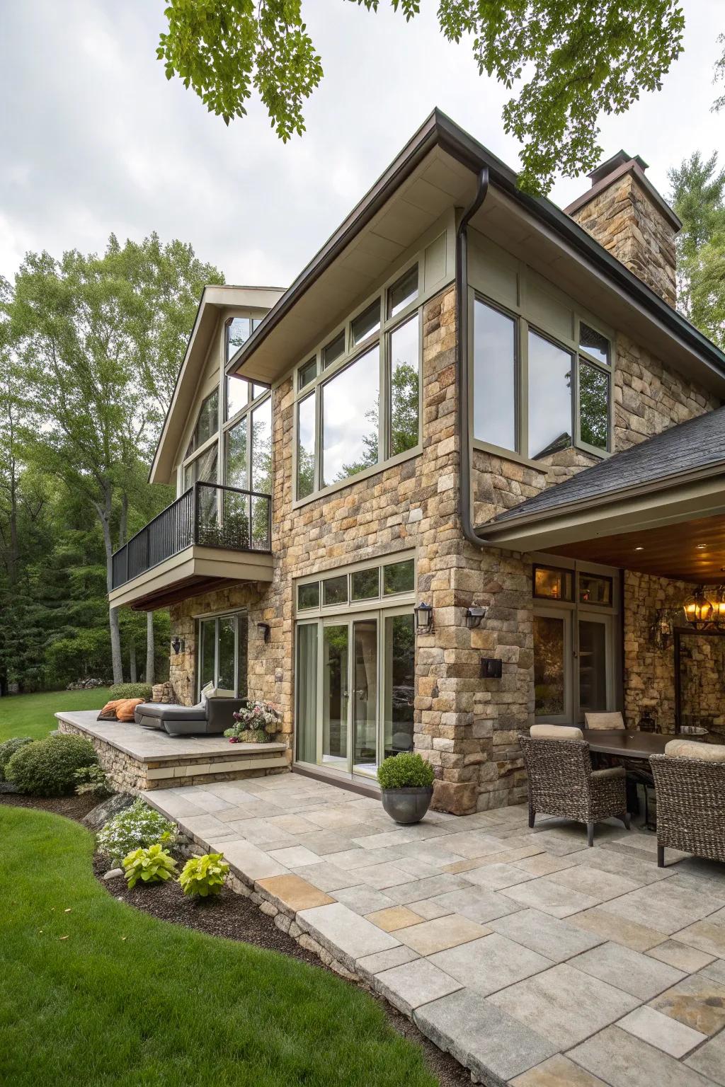 Stone accents add a timeless touch to this modernized home.
