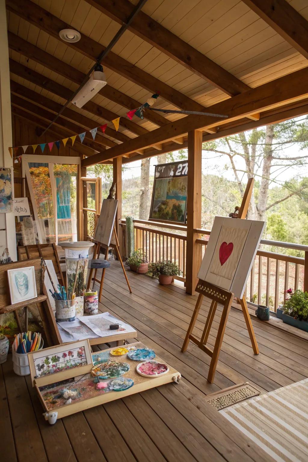 Unleash your creativity in an inspiring under deck art studio.