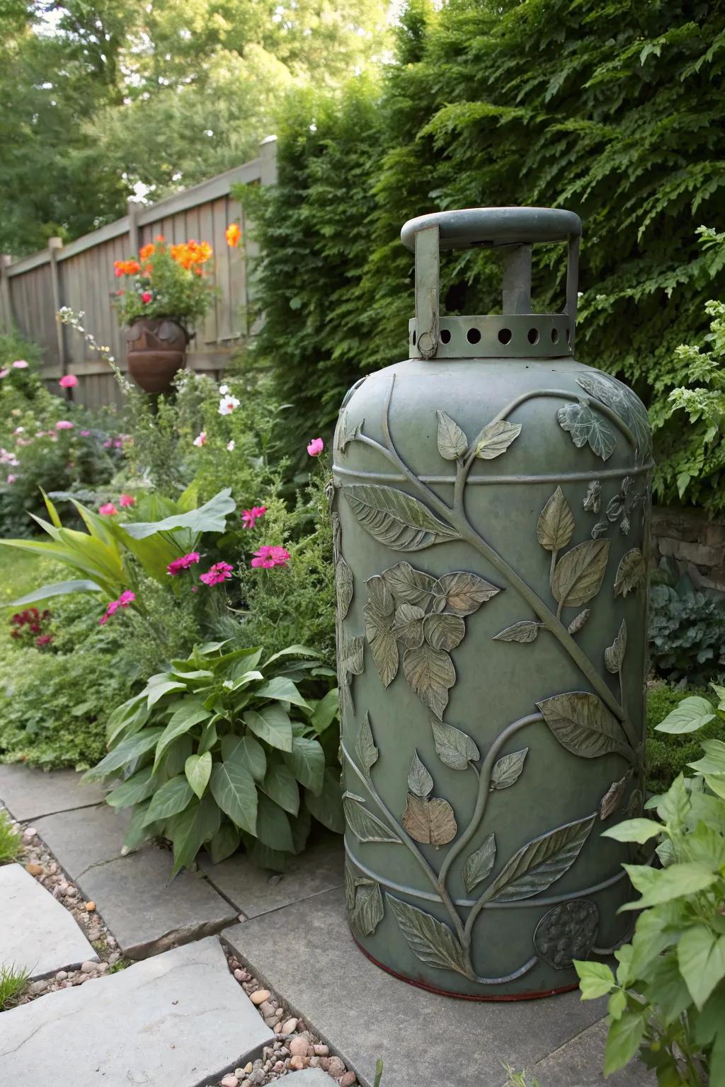 Creative sculptures transform your propane tank into a garden art piece.
