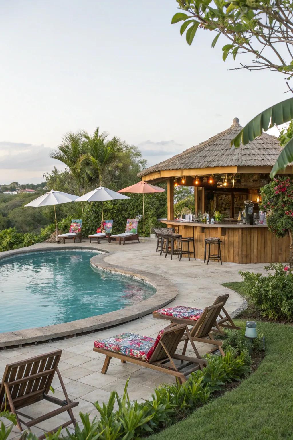 A poolside bar invites guests to relax and socialize.