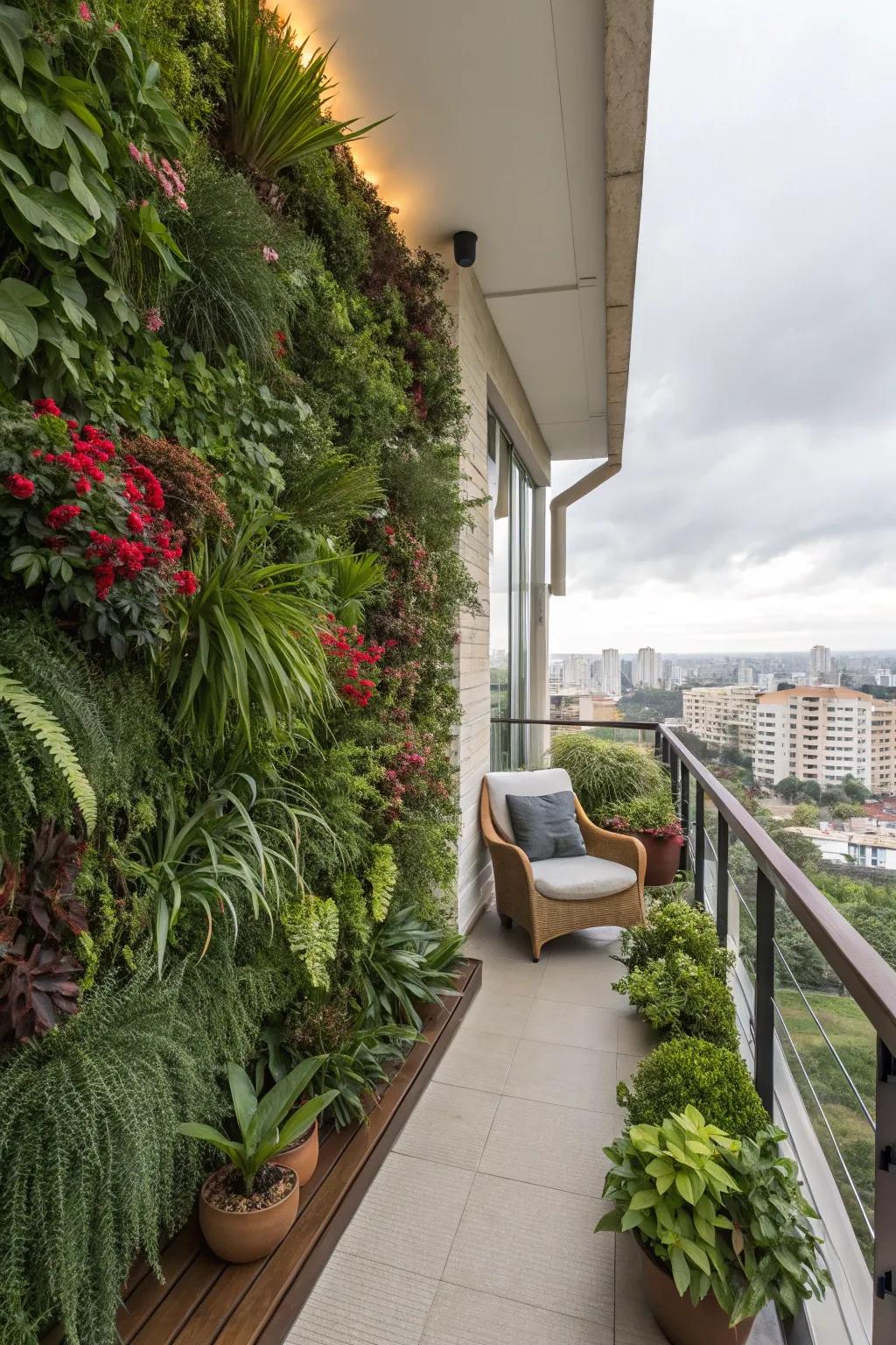 Vertical gardens transform walls into lush green art.