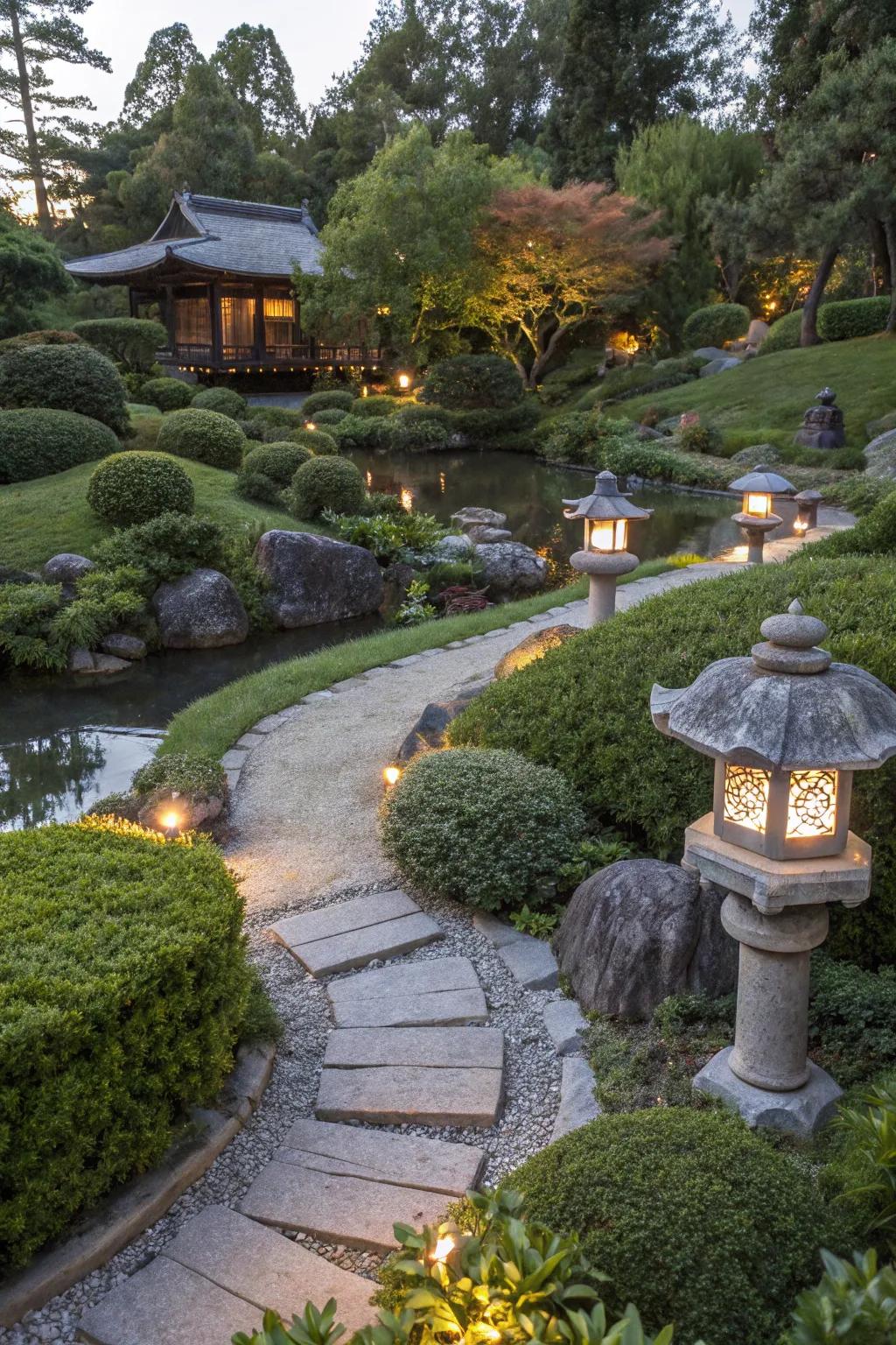 Solar-powered lights providing eco-friendly illumination.