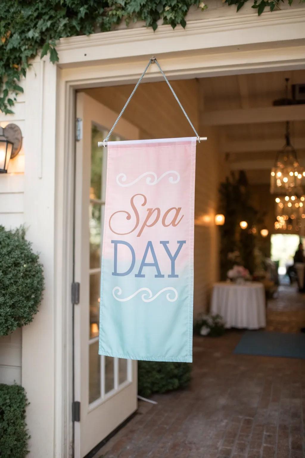 A welcoming sign sets the stage for a delightful spa day.