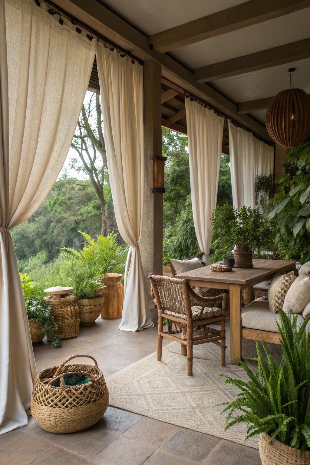 Create harmony with earthy neutral curtains.