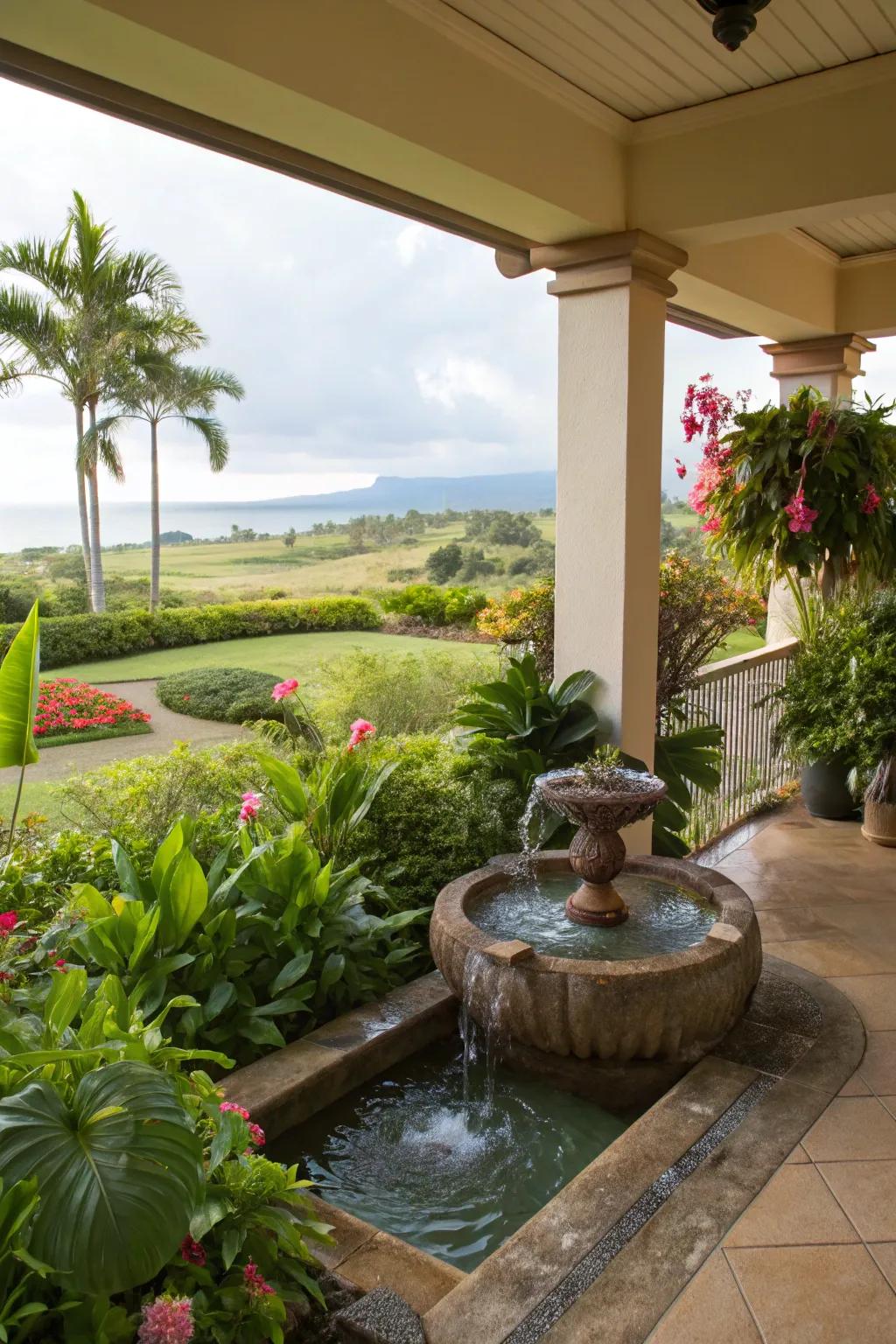 Enhance tranquility with a soothing water feature.