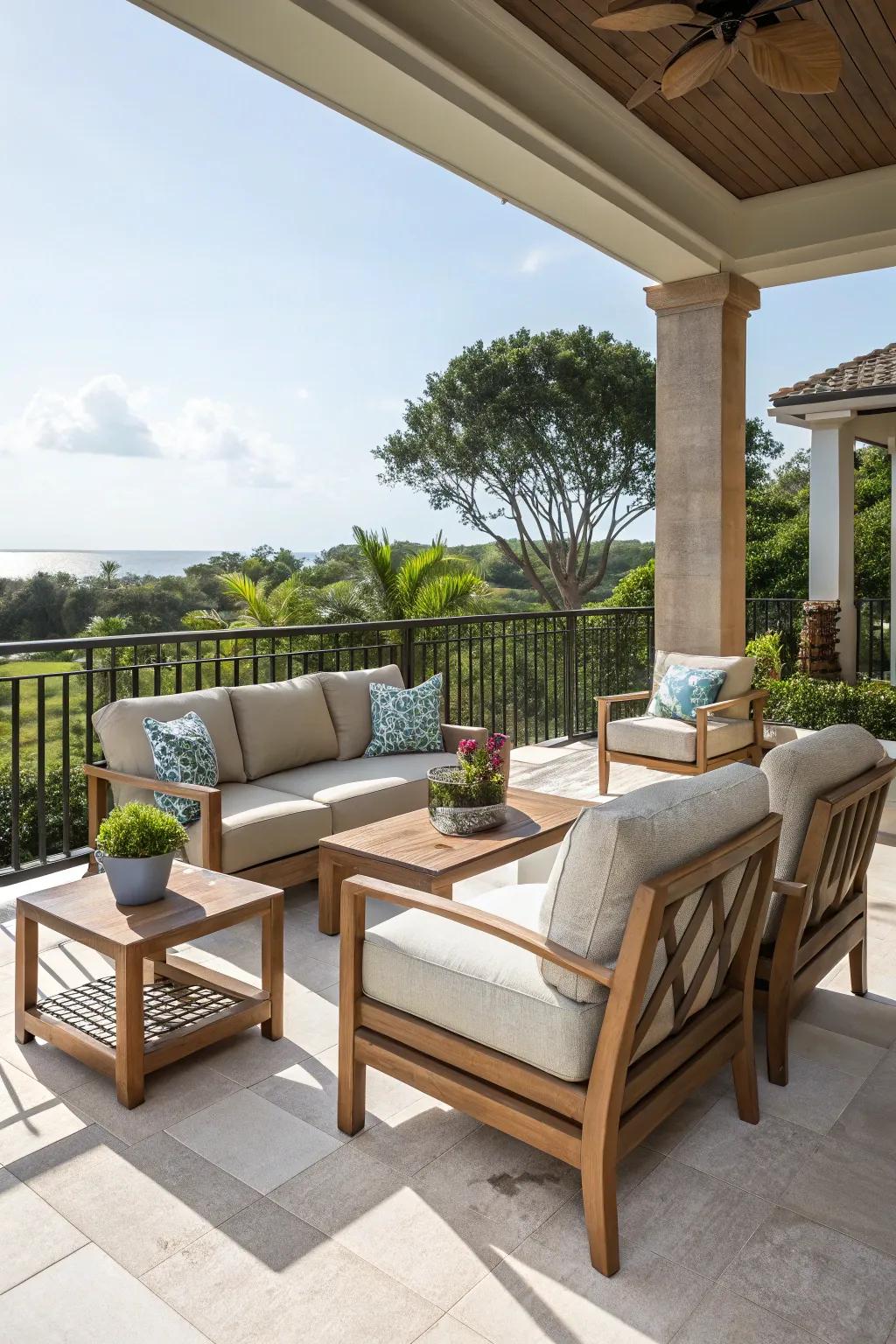 Weather-resistant furniture ensures longevity and style.