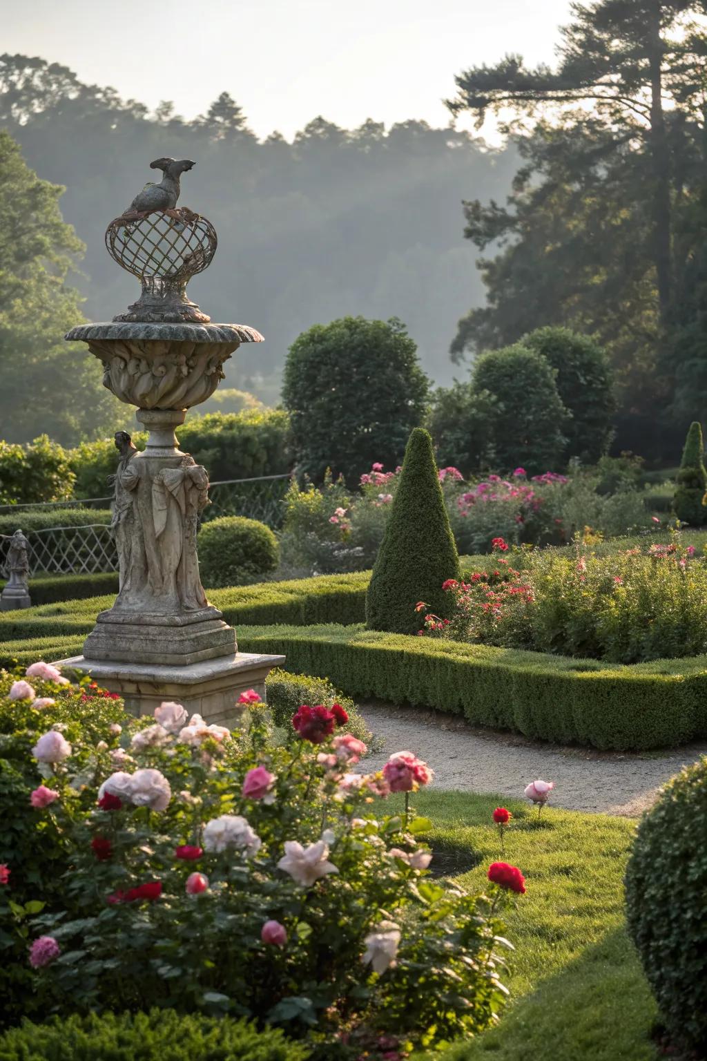 An artistic sculpture adding character to the garden.