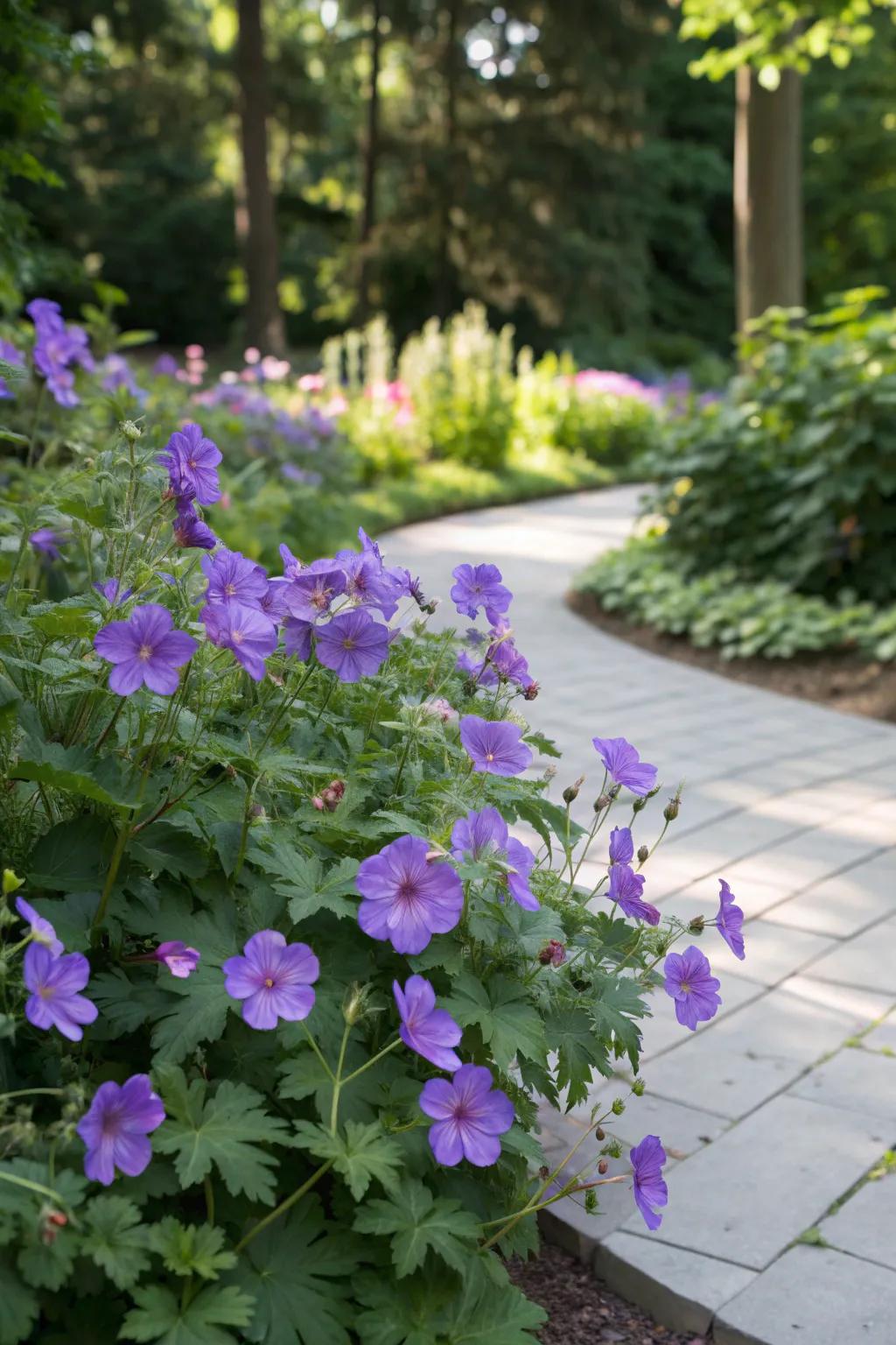 Geranium ‘Rozanne’ provides a classic and long-lasting floral display.