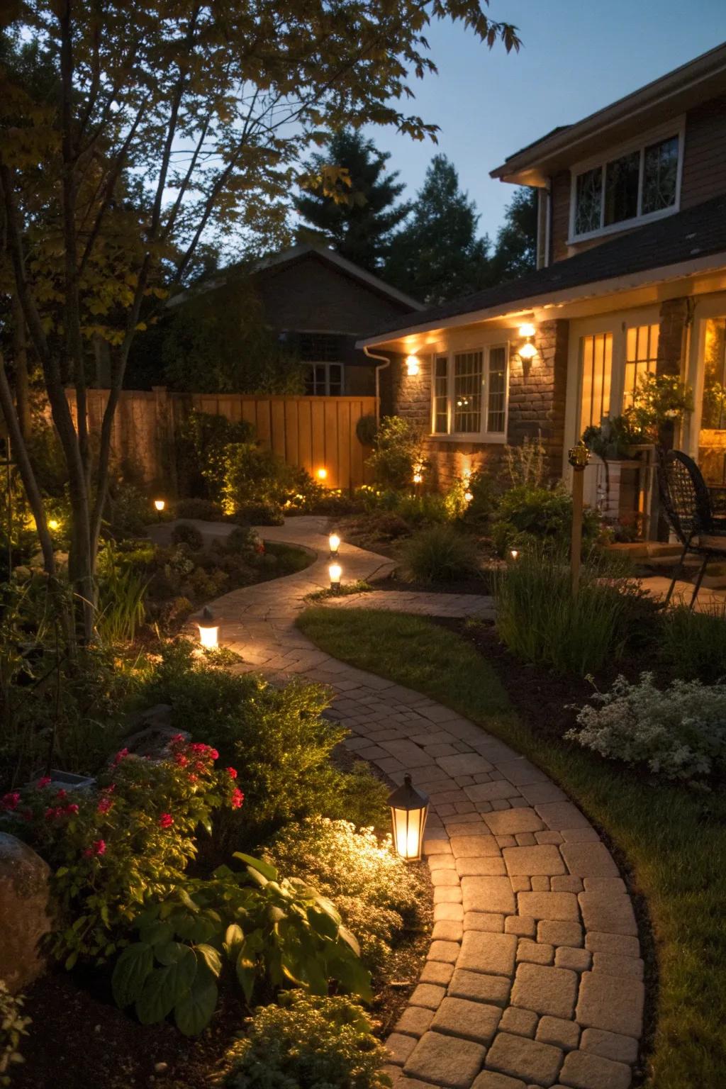 Illuminate your lawn with enchanting night lighting.