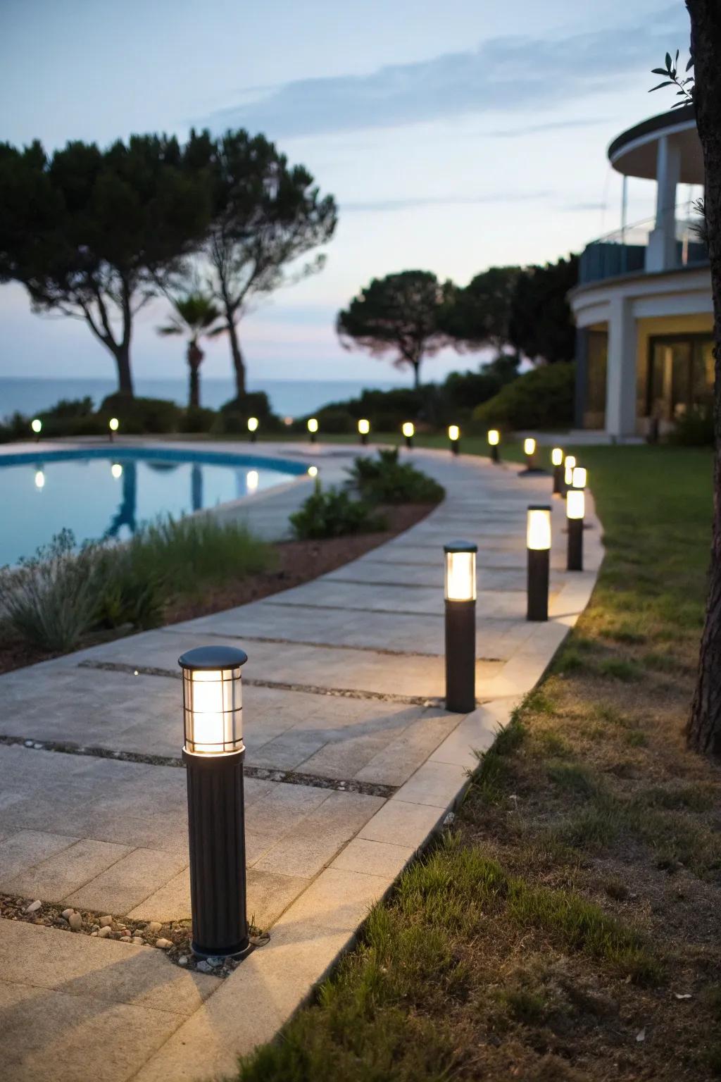 Bollard lights define spaces with style and clarity.