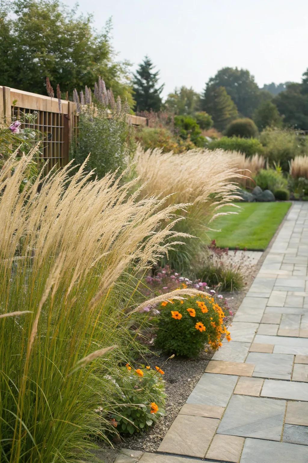 Ornamental grasses offer a graceful and airy privacy option.
