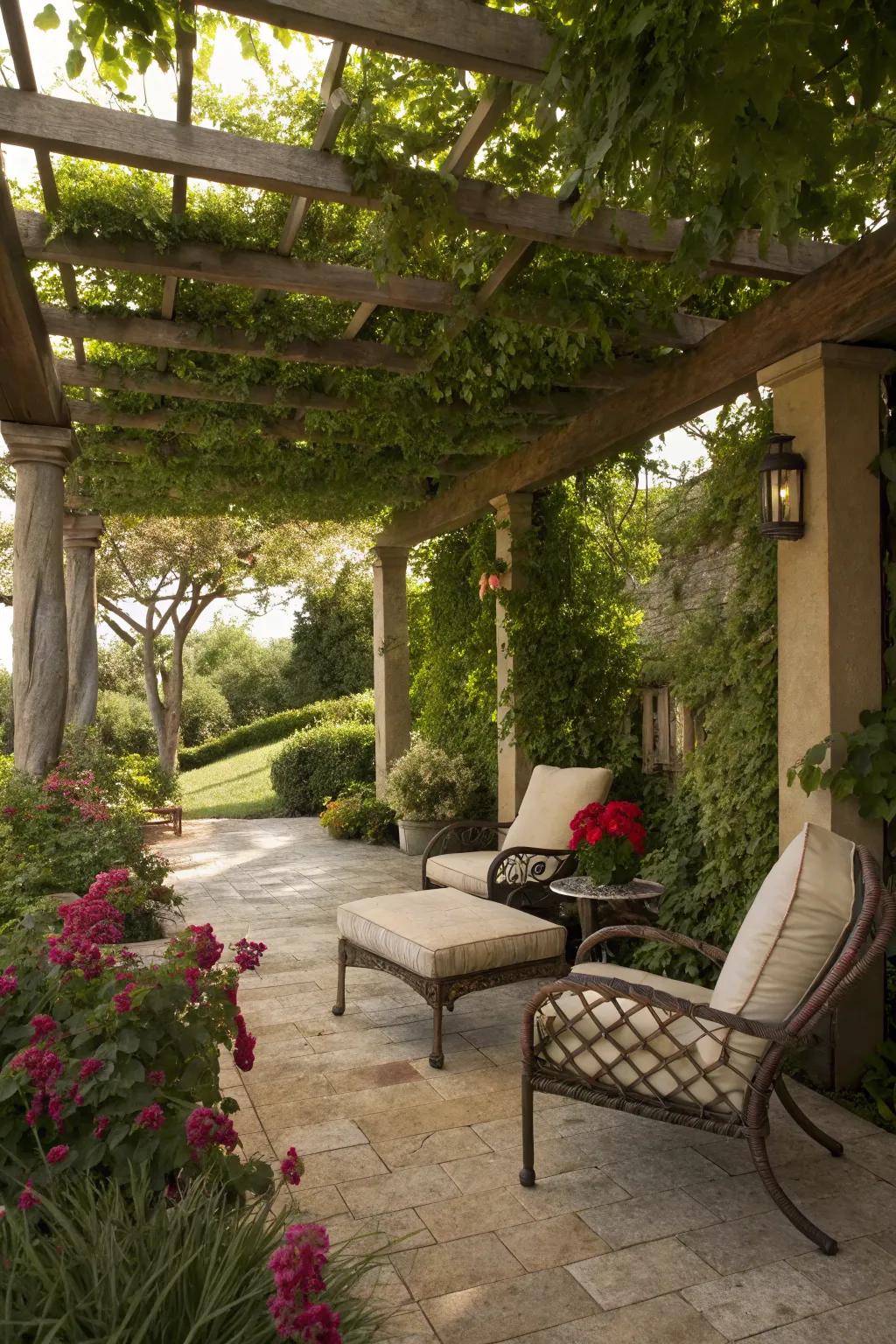 A pergola offers shade and structure to your patio.