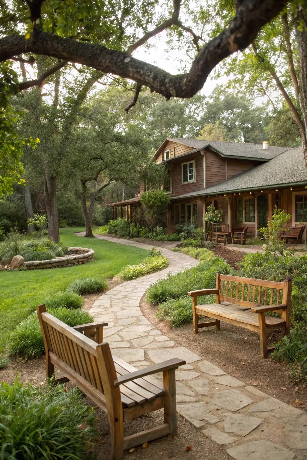 A woodsy retreat offers rustic charm