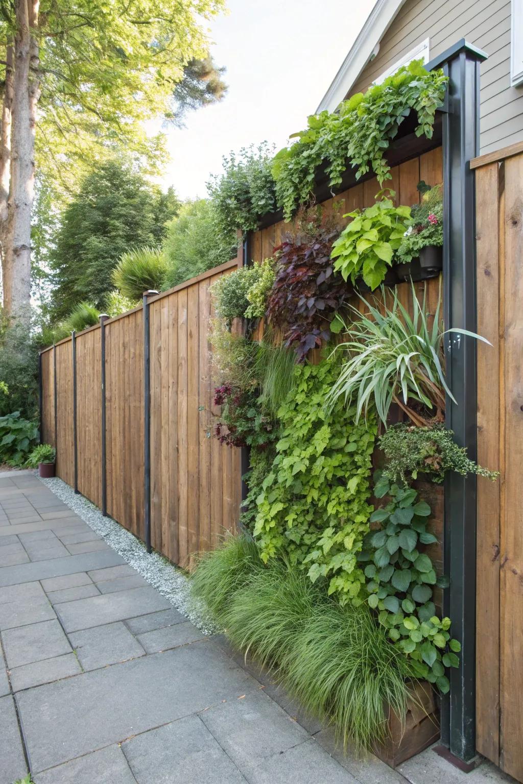 Vertical gardens bring greenery to vertical spaces, increasing privacy and beauty.