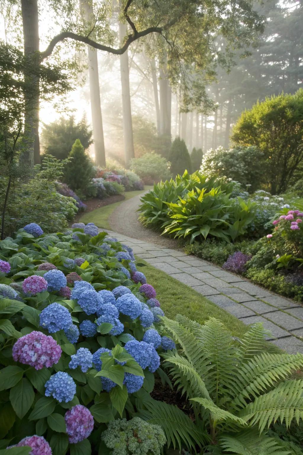 Underplant hydrangeas with groundcovers for added interest.