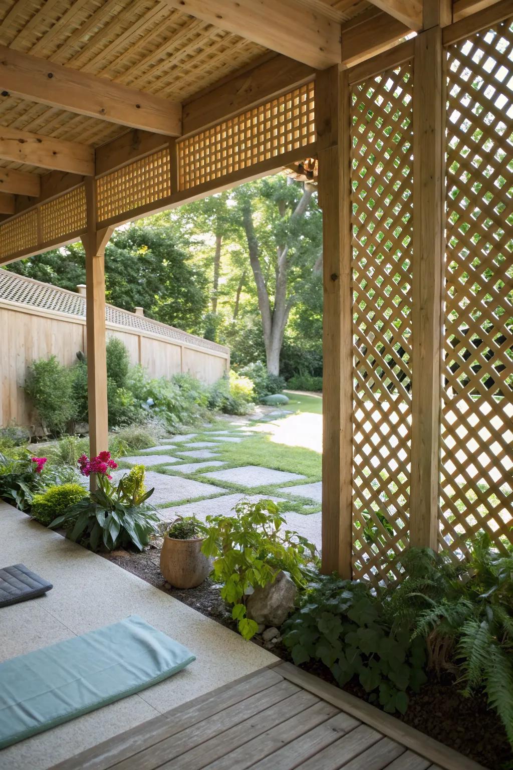 Find peace in a Zen retreat under your lattice cover.