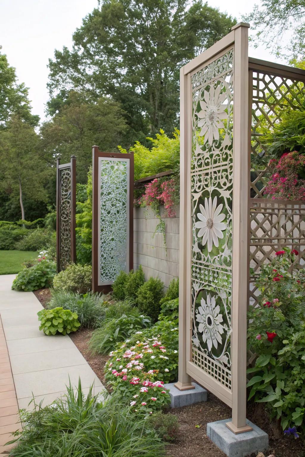Custom lattice designs turn your fence into a garden art piece.